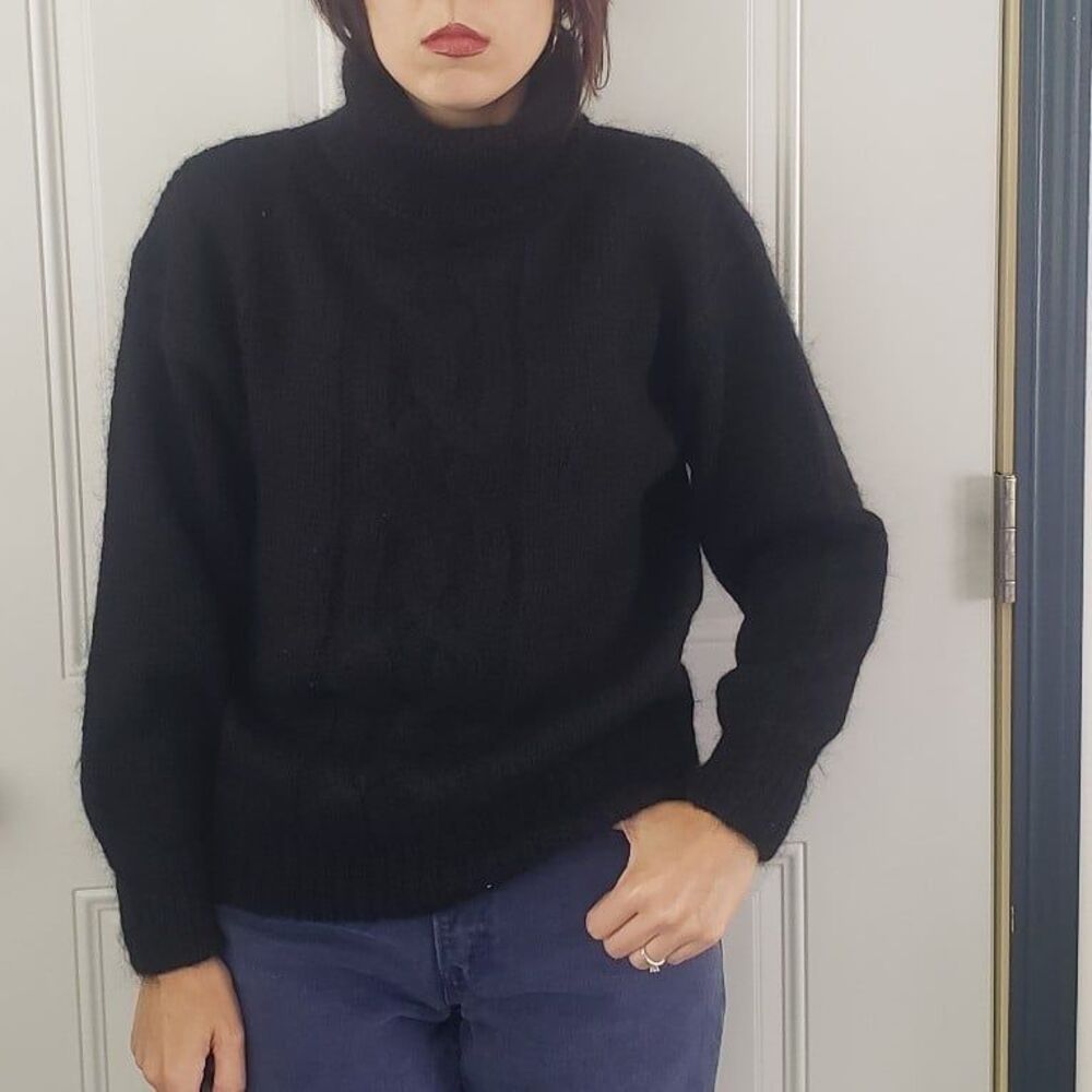 90s Black Mohair Blend Turtleneck Sweater